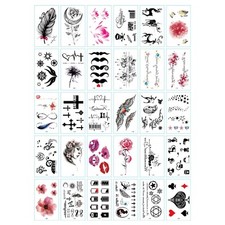 30 Sheets Flowers Temporary Tattoos Stickers Roses Unicorn Stars Feather tattoos