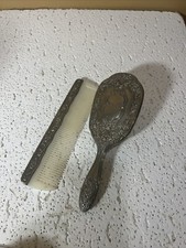 Antique Vanity Brush and Comb Set Silver Plated Hong Kong Pre-Loved