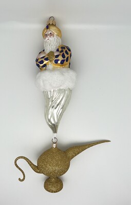 1999 Patricia Breen ''Three Wishes'' Gold 2-Piece Handmade Holiday Ornament #9843