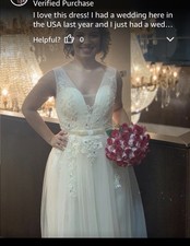 Womens V-Neck Wedding Dress Sequin Applique Tulle Prom Evening Gowns