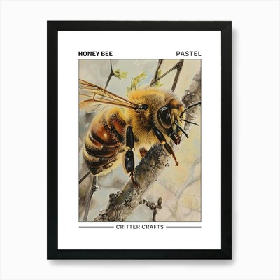 Honey Bee Pastel Watercolour 4 Post Framed Wall Art Poster Canvas Print Picture