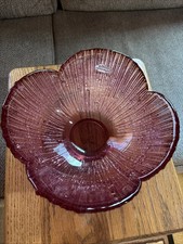 VTG Blenko Glass Flower Petal Bowl Rose Pink Mid Century Modern