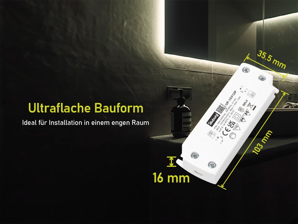 LED Trafo 12V 24V 15W 20W 30W 40W 60W 75W 100W Extra Dünn Flach Netzteil Treiber - Bild 2 von 4