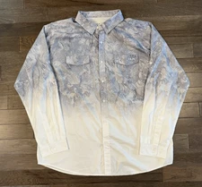 Men's HUK Fishing Performance White Gray Button Front Shirt Size XXL
