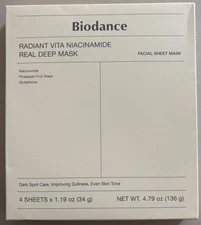 Biodance Radiant Vita Niacinamide Real Deep Mask | 4 Sheets - New in Box
