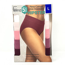 Felina Women  s Hipster Panties 5-Pack Pima Cotton Soft Stretch Size L Multicolor