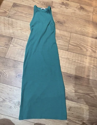 ZARA Green Ribbed Sleeveless Round Neck Maxi Dress Size S Regular - Image 1 of 4
