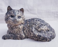 Antique Hubley Cast Iron White Cat W/Pink Bow 835 Original Paint Door Stop