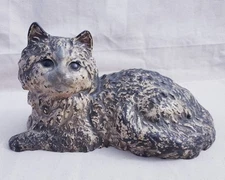 Antique Hubley Cast Iron White Cat W/Pink Bow 835 Original Paint Door Stop