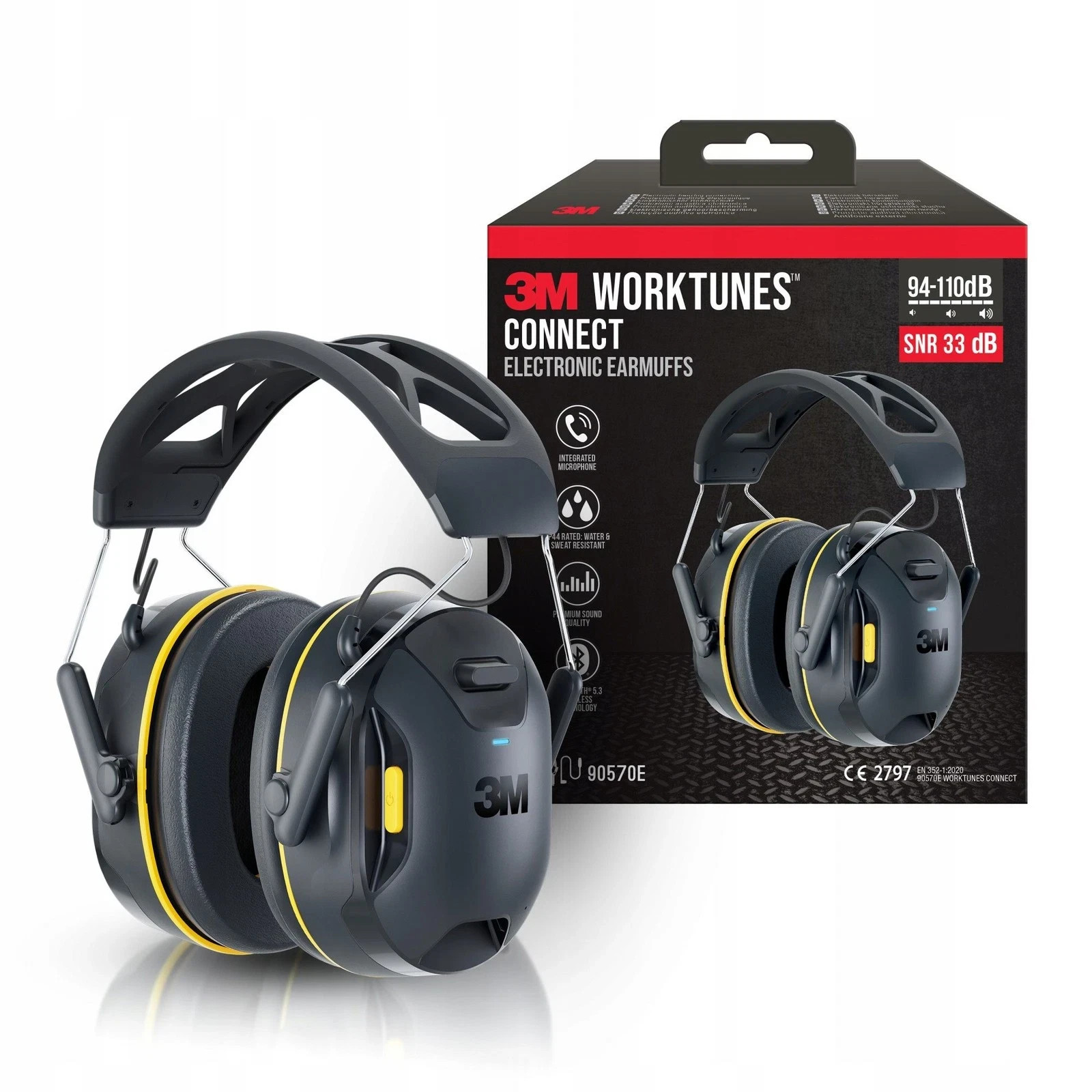 3M Worktunes Connect Bluetooth Hearing Protection SNR 33dB Earmuffs - BRAND NEW