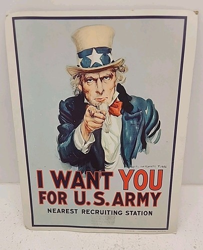 VTG 1968 Uncle Sam "I Want You" for U.S. Army/Navy Recruitment Poster No Back