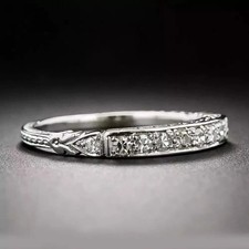 2Ct Art Deco Style Lab Created Diamond Engagement Band 14K White Gold FN Ring