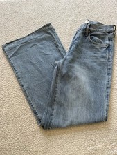 PacSun Wide Leg Women's Jeans Light Wash Blue Denim Button Zip 5-Pocket
