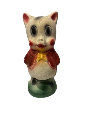 Vtg 6 ' Porky Porkey Pig Piglet Carnival Chalkware Prize Bow tie Jacket Figurine