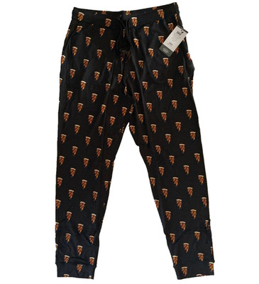 SAXX Black PIZZA BOLT SNOOZE Soft Pajama LOUNGE PANTS Mens MEDIUM - Rt $75 - NEW
