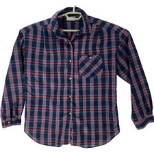Vintage Laura Mae Shirt Women Size M Blue Red Plaid Made In USA Preppy Cottage