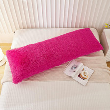 Faux Fur Fluffy Body Pillow Cover, Hot Pink Plush Shaggy Velvet Body Pillowcase