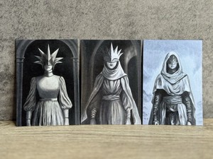 Masked Warriors ACEO Print Greyscale Fantasy Art Card Set of Three Acolytes