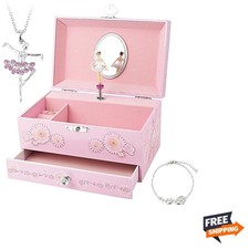Kids Musical Jewelry Box for Girls with Drawer and Jewelry Set with Ballerina...