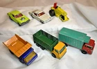 Matchbox Lesney Car Lot Of 6 1960’s-70’s Mustang, Atlas, Stake Truck, Cougar