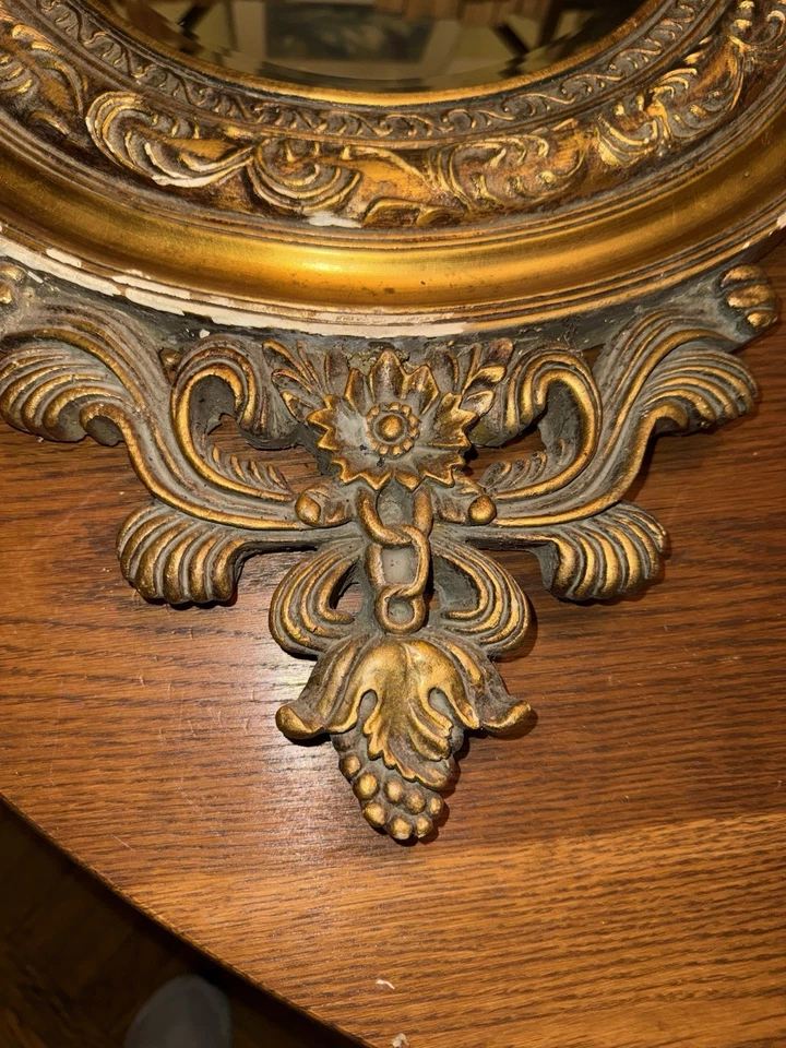 True Vintage Authentic Gold Gilt Gesso Eagle crested Regency Beveled Mirror - Image 3 of 4