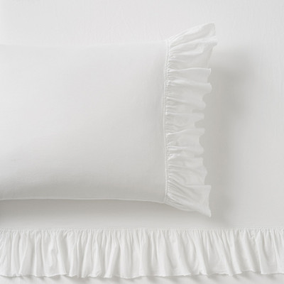 Best Seller Pottery Barn Washed Cotton Ruffle Organic Sheet Set Twin/Twin XL