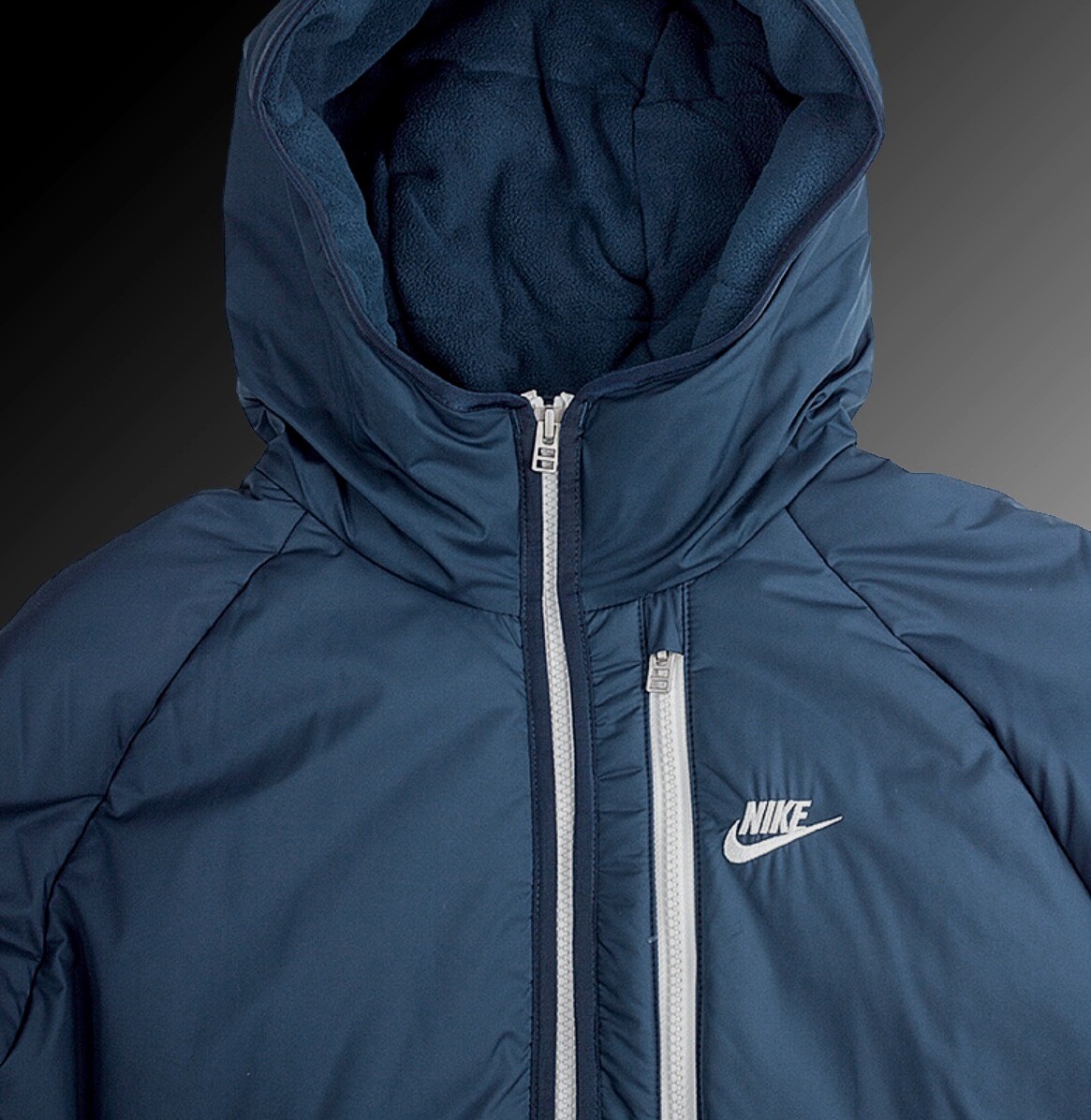Nike Sportswear Therma-Fit Legacy Fleece Lined Hooded Jacket Navy Size Large image 5