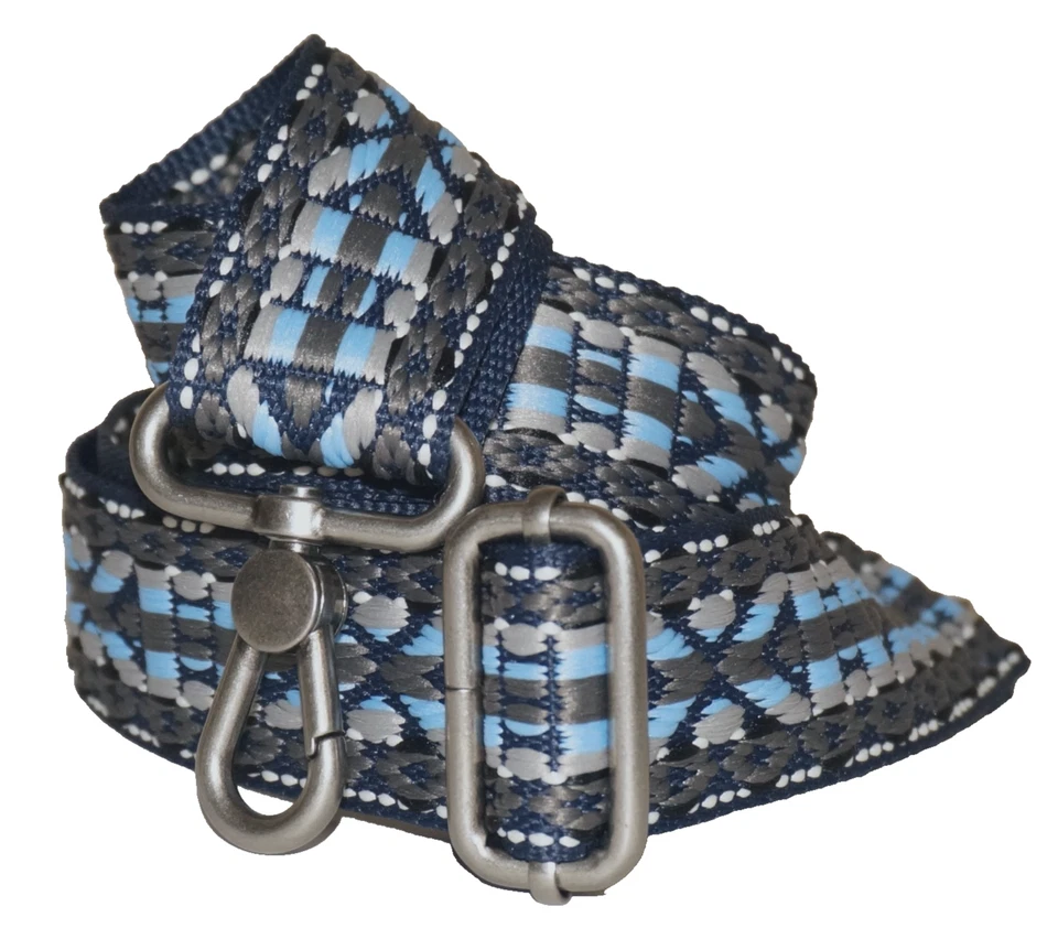 Embroidered Blue & Gray Adjustable 24" - 48" Replacement Webbing Strap - Image 2 of 4