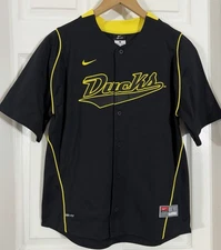 Nike Dri-FIT Oregon Ducks Baseball Jersey Black Yellow Kids Youth Size L 18/20