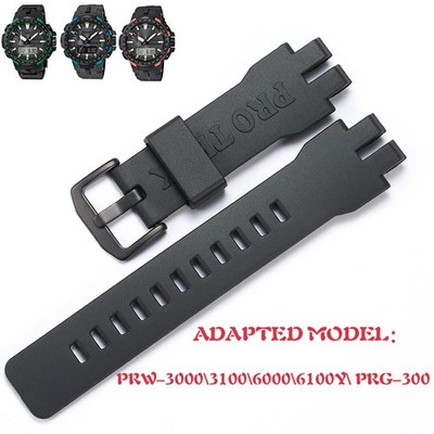 18mm Rubber Watchband Strap for Casio PRW3000 3100 6000 6100Y PRG300 Bracelet