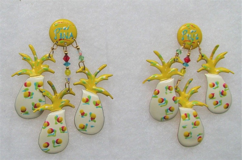 Lunch At The Ritz Pina Colada POST Earrings 1986