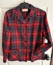 Vintage Women's Pendleton Plaid Wool Flannel Jacket with Flaws