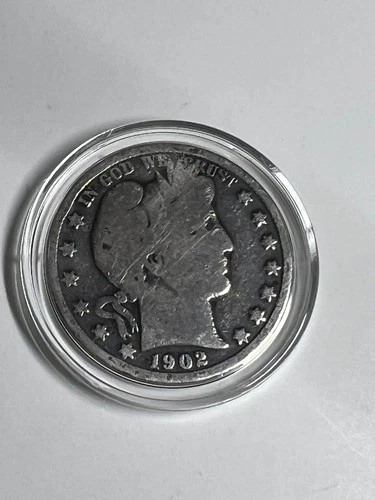 1902 Barber Half Dollar 50C Liberty Head Silver Coin 90% in Capsule (See Pics)