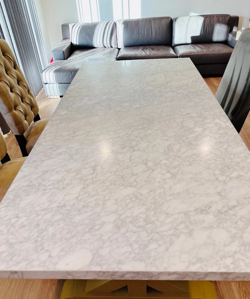 Mesa de comedor rectangular de granito para restauración 84" Foto 2 de 4