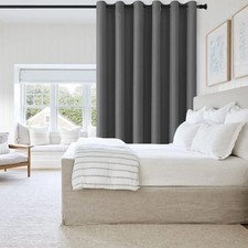 Dark Grey Thermal Blackout Privacy Room Divider Curtain 8.3ft Wide x 7ft Tall...