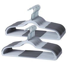 30 Pack Non Slip Hangers Plastic Clothes 17.7 Inch Heavy Duty Swivel Gray