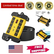 10-Outlet Heavy Duty Metal Surge Protector Power Strip - 15ft Cord  2800 Joules