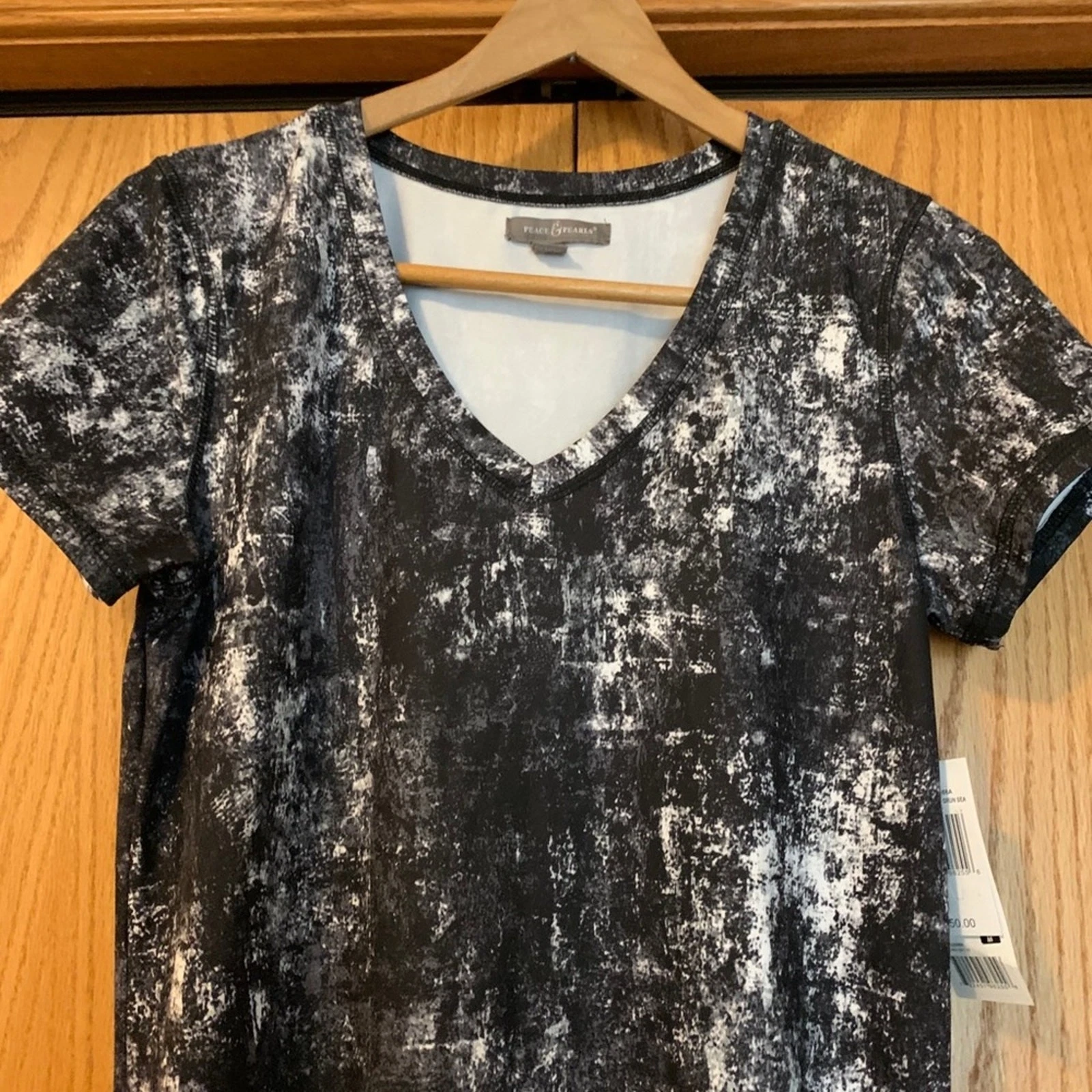 VETEMENTS Abito donna Peace & Pearls taglia media scollo V nero bianco grunge mare NUOVO