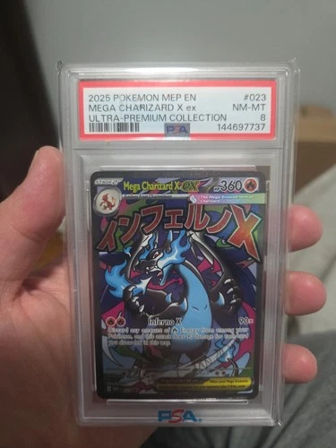 PSA 8 Mega Charizard X ex 023 Black Star Promo UPC 2025 CLEAN Pokémon Card TCG
