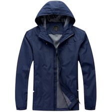 Mens Waterproof Rain Jacket Walking Hiking Lightweight Hooded Coat UK S - 2XL