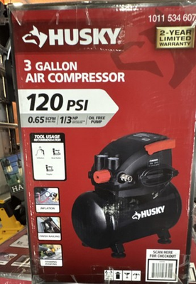 #ad Husky 3 Gallon 120 PSI Oil Free Portable Air Compressor 1011534607 $110.00