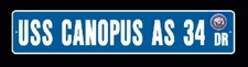 USS CANOPUS AS 34 Street Sign 6 x 30 Military USN