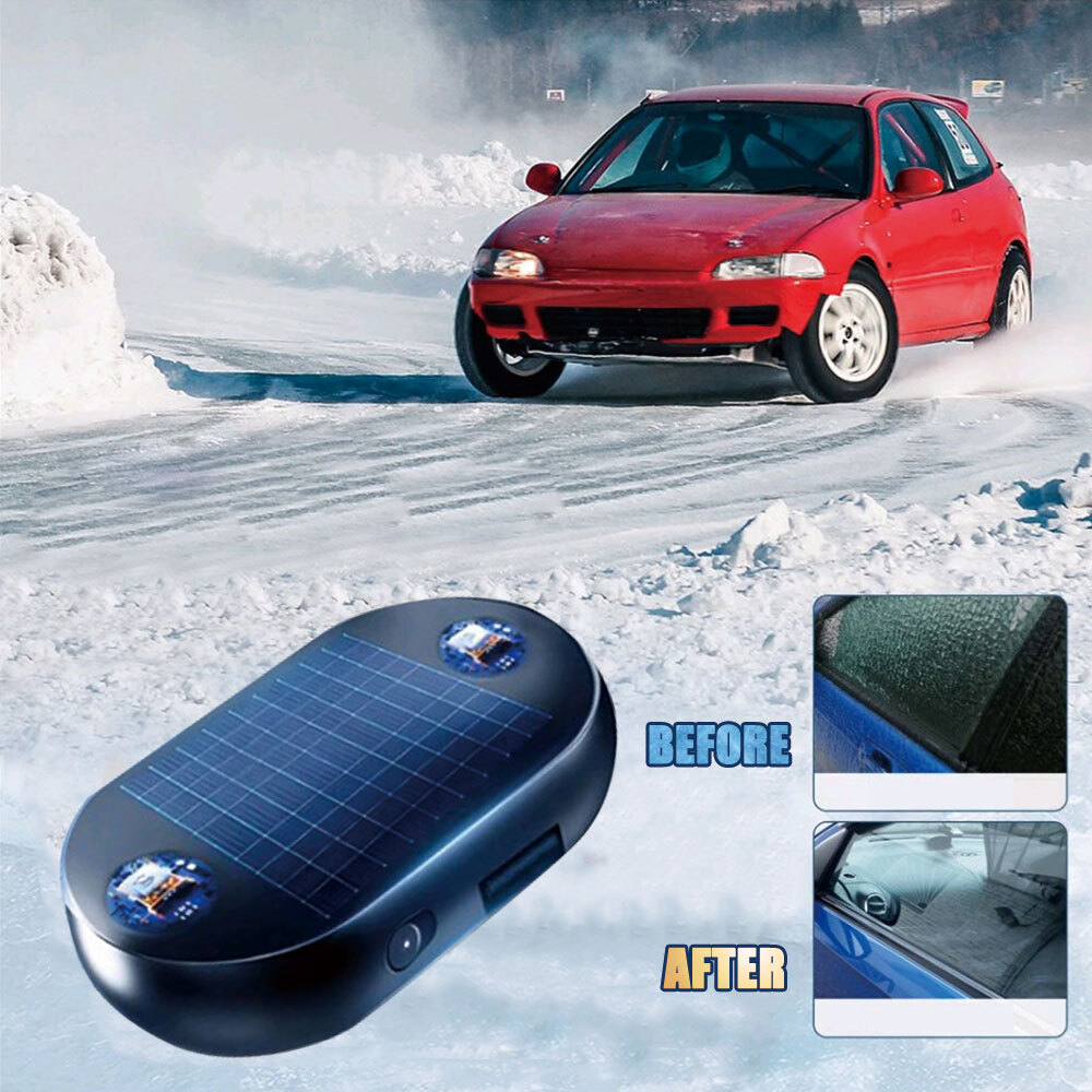 Solar-Powered Truck Car Windshield Snow Removal Anti-Freeze Defroster Tool