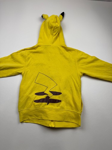 Pokemon Pikachu Hoodie Boys Medium Yellow Fleece Lined Graphic Print Full Zip - Picture 7 of 8