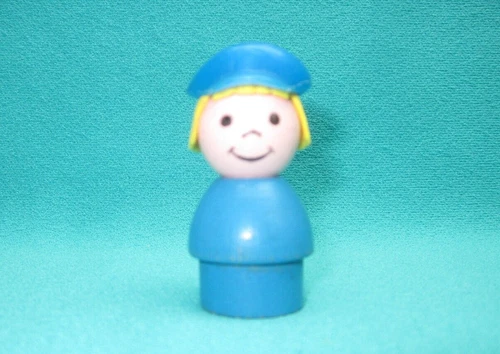 VINTAGE FISHER PRICE LITTLE PEOPLE POLICEWOMAN/TOW TRUCK DRIVER WOOD BODY--G-21