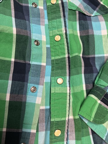Camicia Carbonio Uomo M Perla Bottoni a Scatto Slim Fit Cowboy Western Verde Rigato - Foto 3 di 15