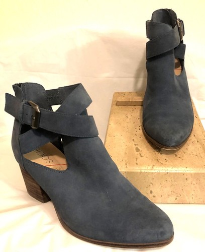 Sole Society Azure Blue Suede Criss Cross Ankle Booties 7.5 M - Picture 2 of 8