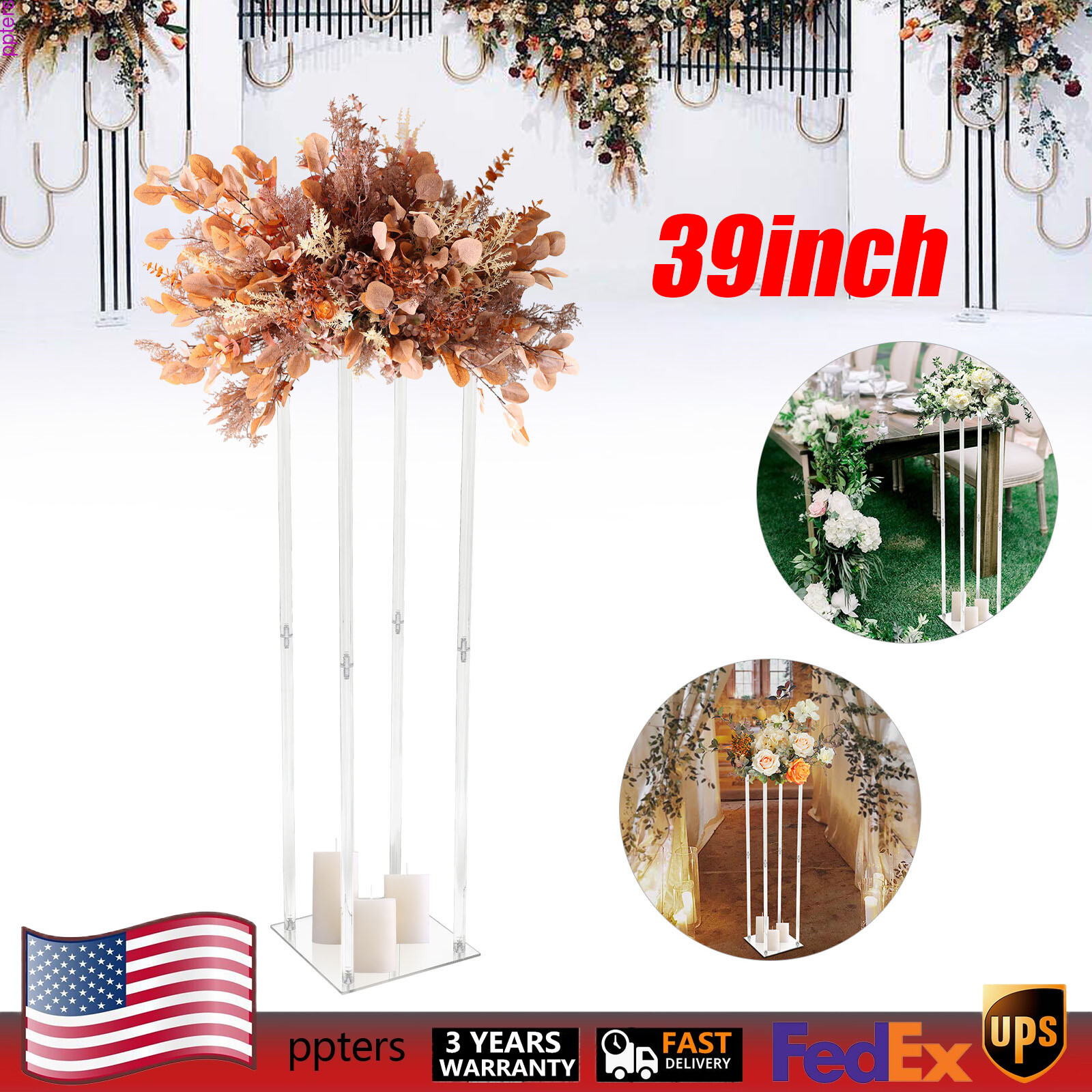 Acrylic Clear Flower Stand 39