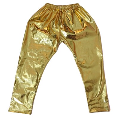 Kid Boys Harem Pants Shiny Low Crotch Trousers Elastic Waist Stage Costume Party