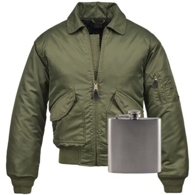 CWU Bomberjacke oliv mit Flachmann wind und wasserabweisend Grösse S bis 7XL